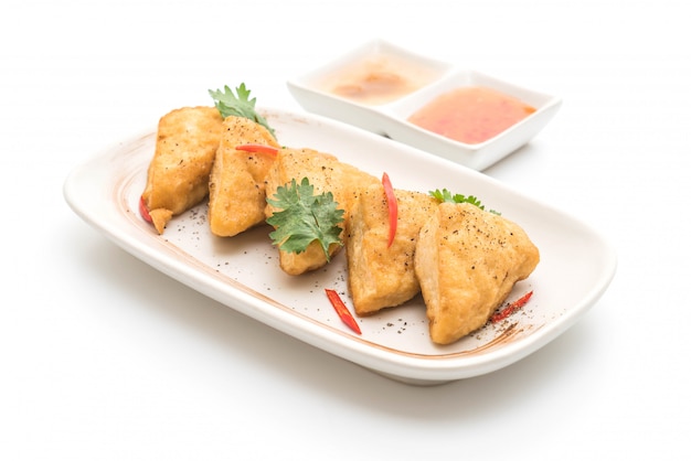 Fried tofu - vegan food Premium Photo