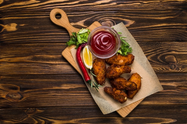 From above fried chicken near sauce Free Photo From above fried chicken near sauce Free Photo