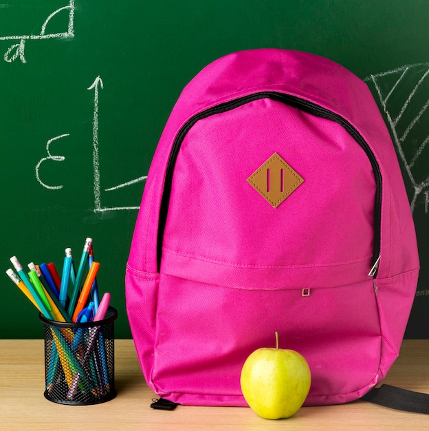 Download Front view of backpack for back to school with apple and ...