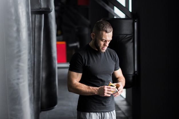 Download Front view of boxing man in the gym | Free Photo