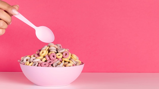 Front view cereal bowl with copy space background Photo | Free Download