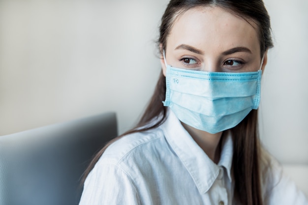 Premium Photo | Front view close up of a female healthcare professional ...