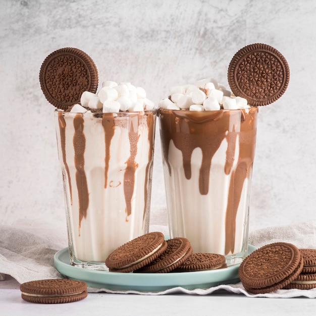 Free Photo Front View Of Desserts With Biscuits And Marshmallows