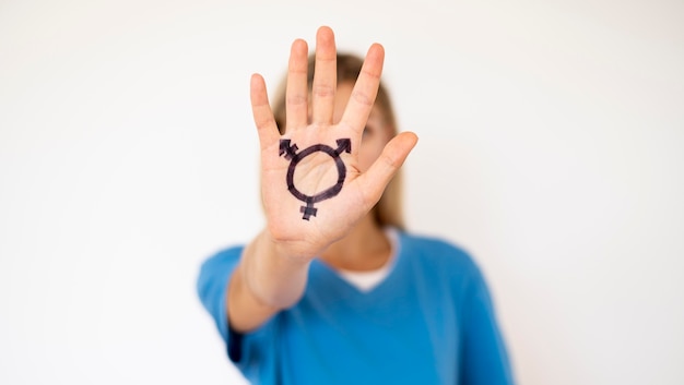 Free Photo | Front view hand with transgender sign