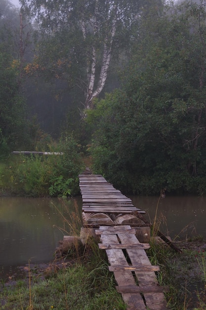 Premium Photo Front View Of The Landscape With A Small Old Wooden