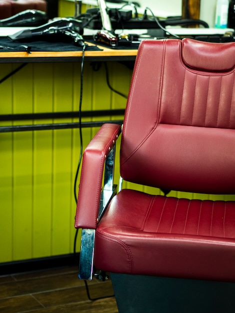 Front View Leather Barber Shop Chair Photo Free Download
