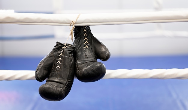 Download Premium Photo | Front view of pair of boxing gloves next ...