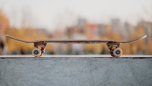 Premium Photo | Front view of skateboard outdoors at the skatepark