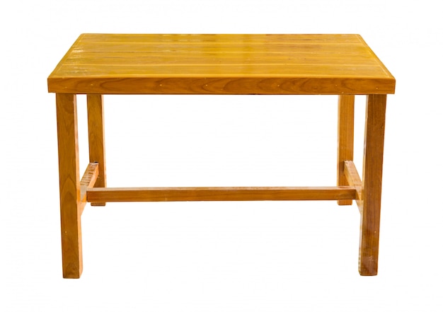 Front view of wooden table isolated on white with clipping path Premium Photo