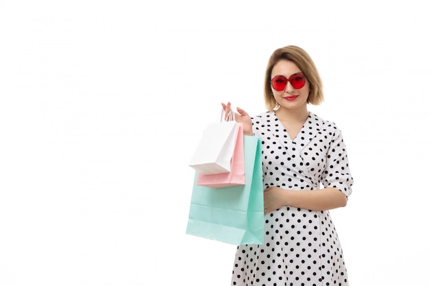 red and white polka dot dress