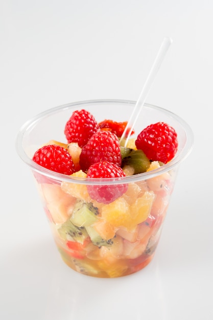Download Premium Photo Fruit Salad In Takeaway Clear Plastic Cup