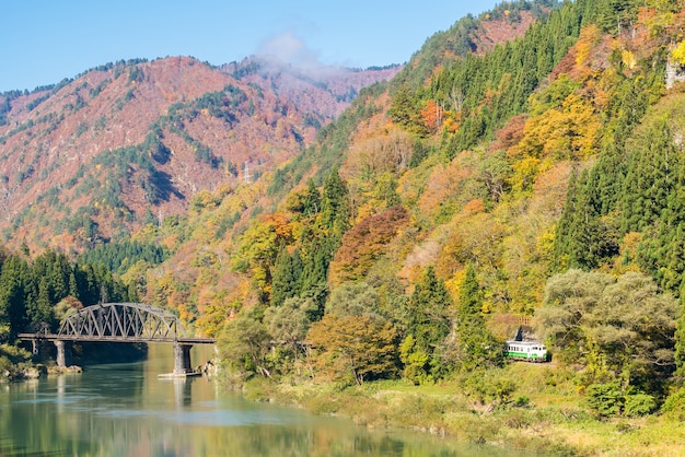 Premium Photo | Fukushima black bridge tadami river japan