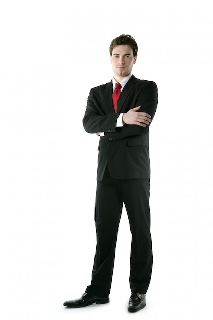 Premium Photo | Full Length Suit Tie Businessman Posing Stand