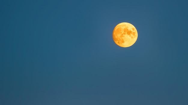 青いskの完全な黄色い月 無料の写真