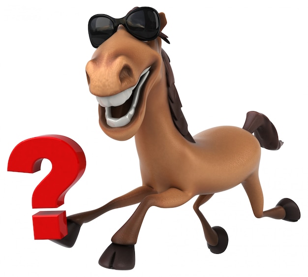 Premium Photo | Funny 3d horse character holding a question mark