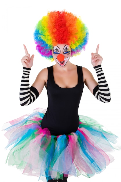 Funny clown isolated on white Premium Photo
