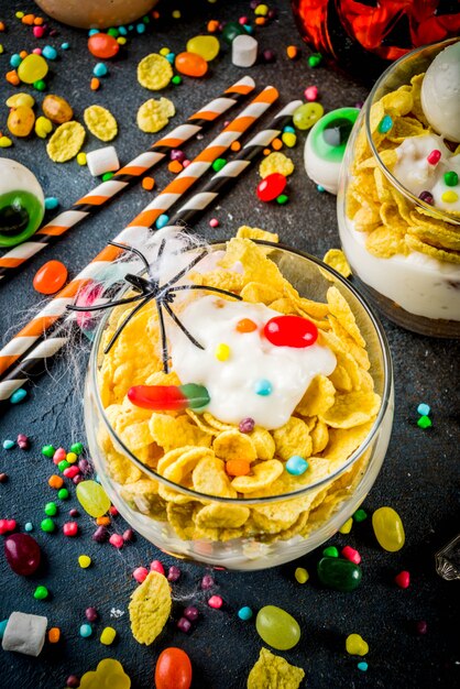 Premium Photo | Funny halloween trifle dessert