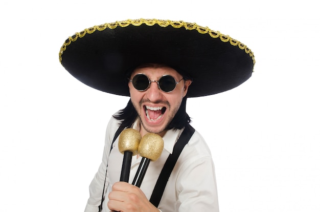 Premium Photo Funny Mexican With Maracas Isolated On White