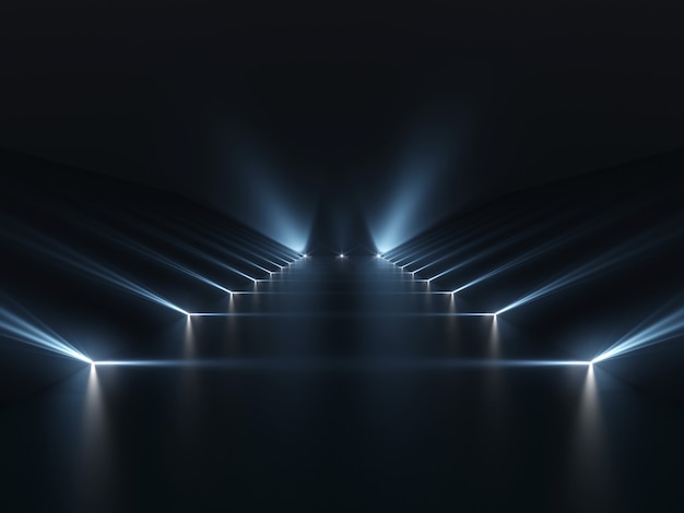 Premium Photo | Futuristic dark podium with light and reflection surface