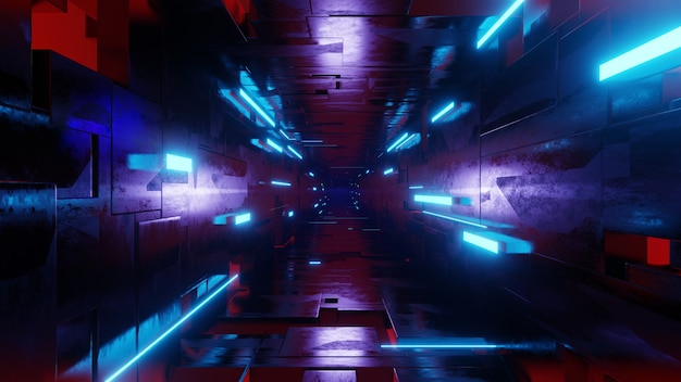 Premium Photo | Futuristic high tech tunnel with blinking neon ribbons ...