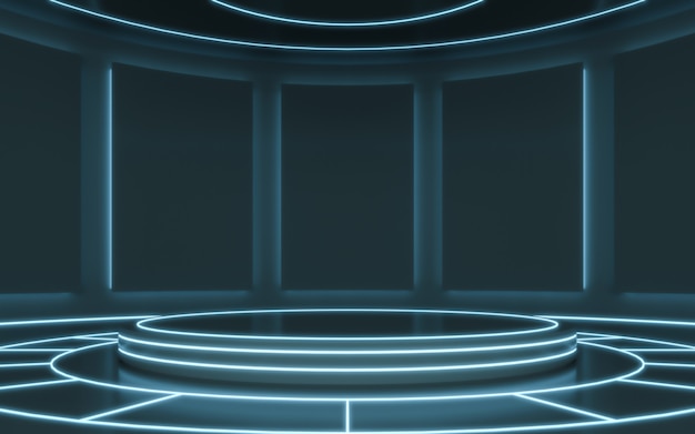 Futuristic pedestal for display. blank podium for product. 3d rendering Premium Photo