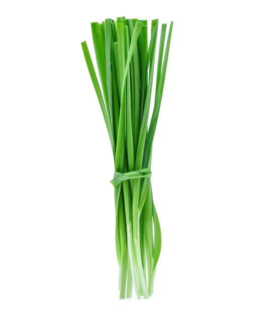 Premium Photo | Garlic chives on white background