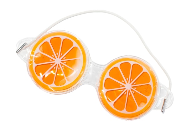 Premium Photo Gel Cooling Patches For Eyes In The Form Of Mandarin Slices Isolate On A White