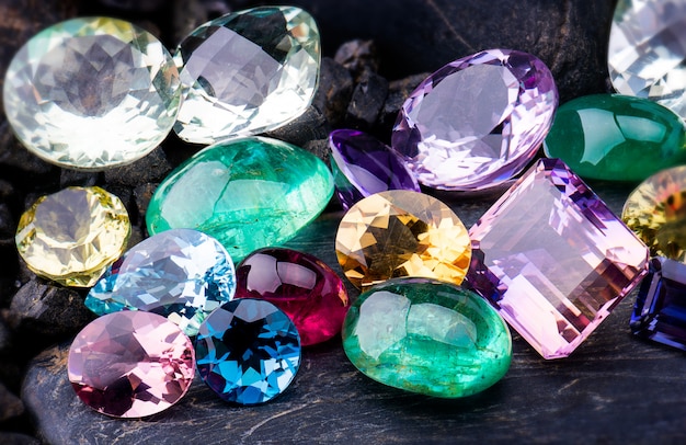 Gemstones collection jewelry set. | Premium Photo