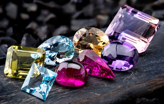 Premium Photo | Gemstones collection jewelry set.