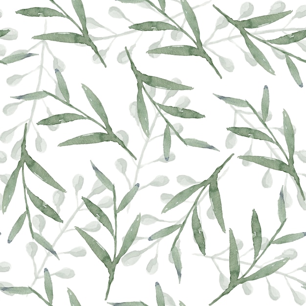 Premium Photo | Gentle overlapped watercolor greenery seamless pattern ...