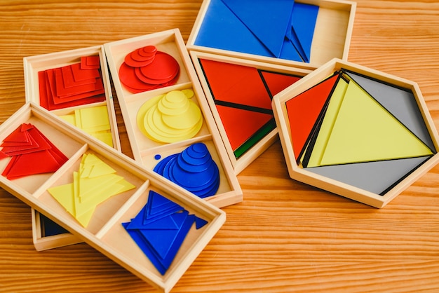 Geometric material in montessori classroom for the learning of children ...