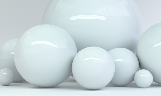Geometric white shape scene minimal, 3d rendering. Premium Photo