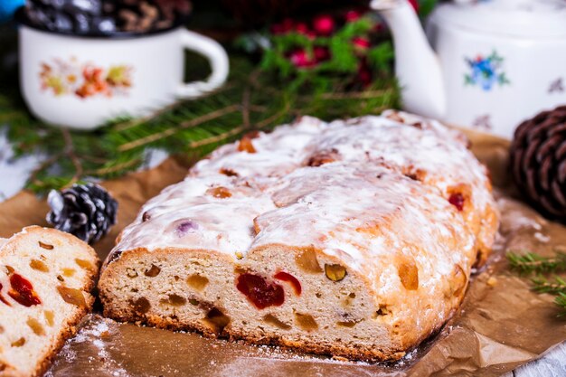 Premium Photo | German christmas cake stollen with dry fruits and nuts ...