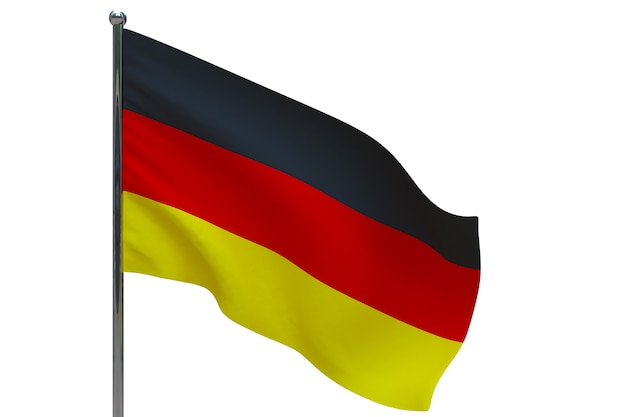 ポールのドイツの旗 金属製の旗竿 白のドイツの3dイラストの国旗 プレミアム写真