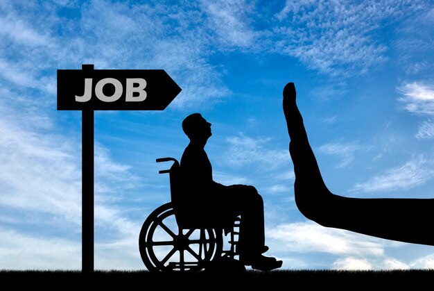 Premium Photo Gesture Hand Stop And Disabled In A Wheelchair Looking For A Job Concept Of