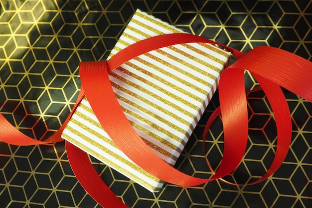 gold and white striped wrapping paper