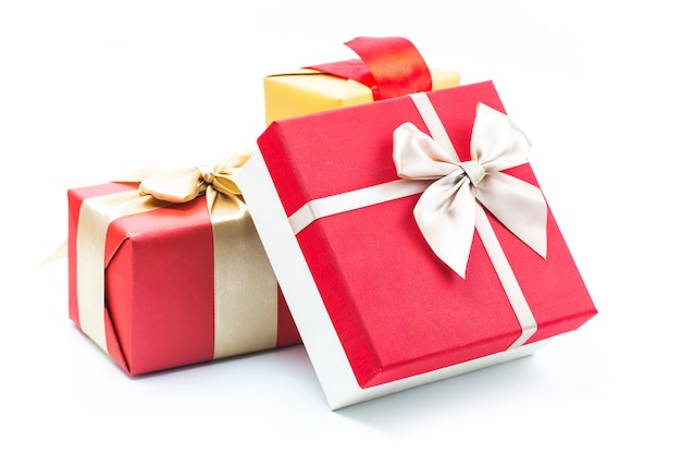 Gift boxes on white background Free Photo