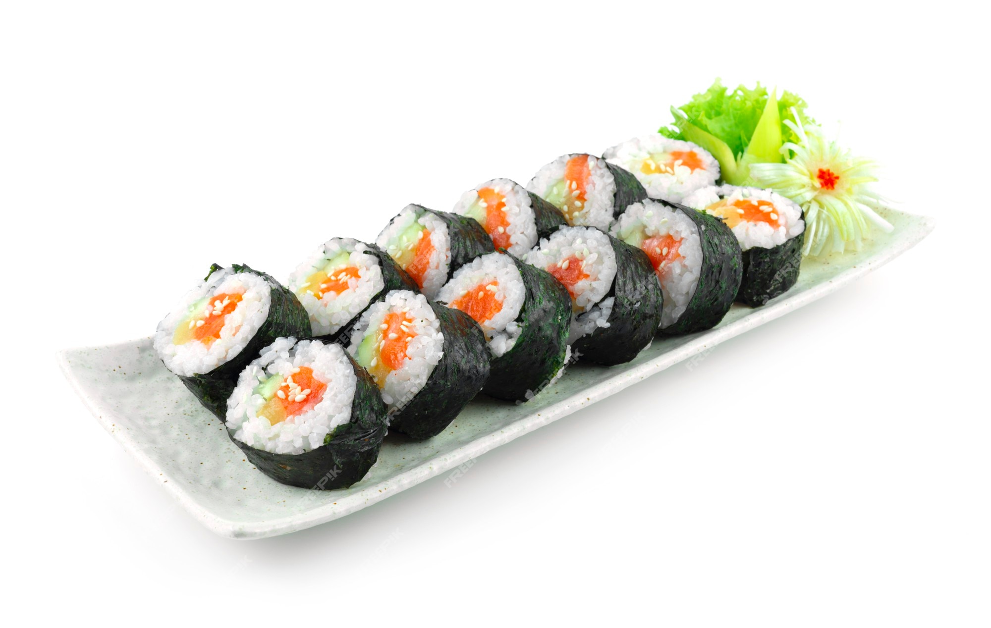 Premium Photo | Gimbap salmon also spelled kimbap ingredients such as ...