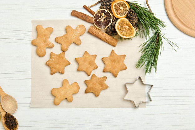 Premium Photo | Gingerbread cookies as stars shape for christmas, on a ...