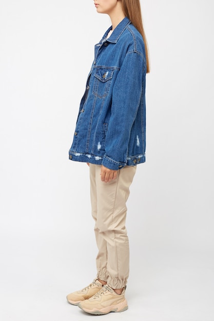 jean jacket and cargo pants