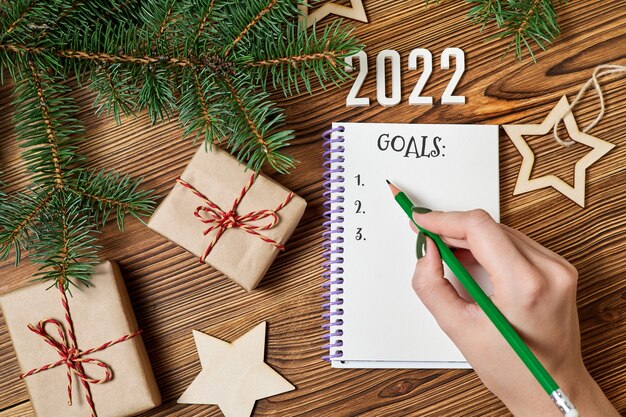 Is Christmas List Going To Be On In 2022 Premium Photo | The Girl Is Going To Write A Goals List For The Next Year  Against Of Christmas Accessories