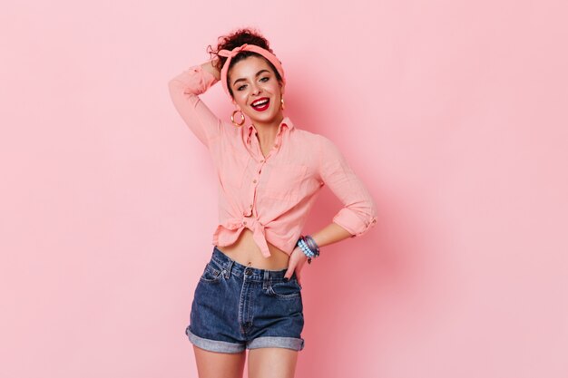 pink shirt with shorts