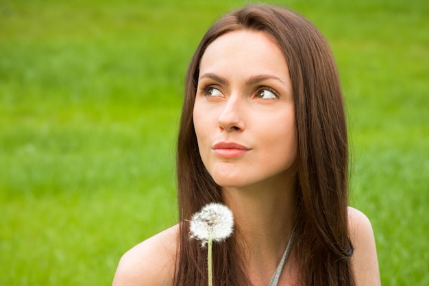 Premium Photo | Girl with dandelion