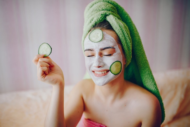 Girl with face mask Free Photo