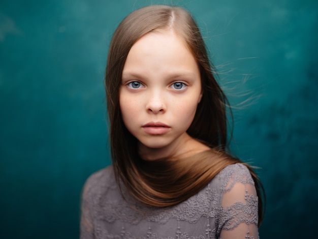 Premium Photo | Girl with long hair posing attractive look isolated ...