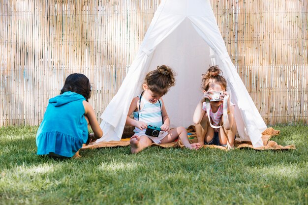 Free Photo | Girls playing on backyard