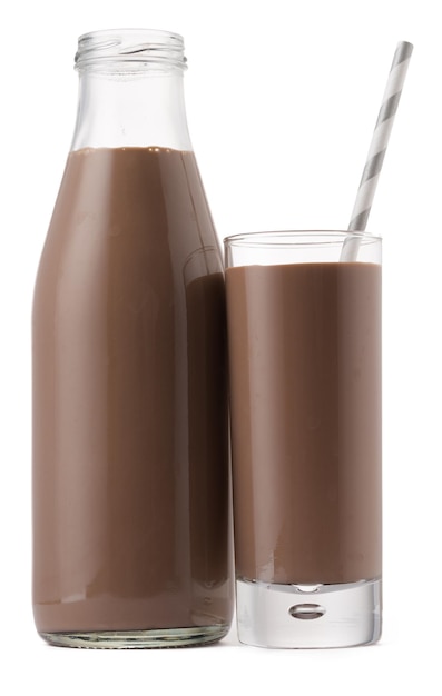 Premium Photo Glass Bottle Of Chocolate Milk Isolated On White