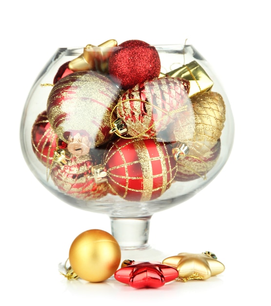 Premium Photo Glass Bowl Filled With Christmas Decorations Isolated