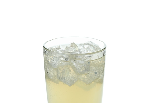 Premium Photo Glass Of Ginger Beer With Ice Isolated On White 3471