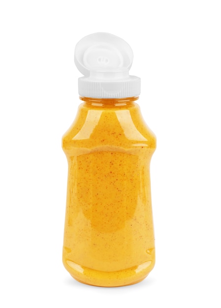 Premium Photo | Glass jar of mustard isolated on the white background